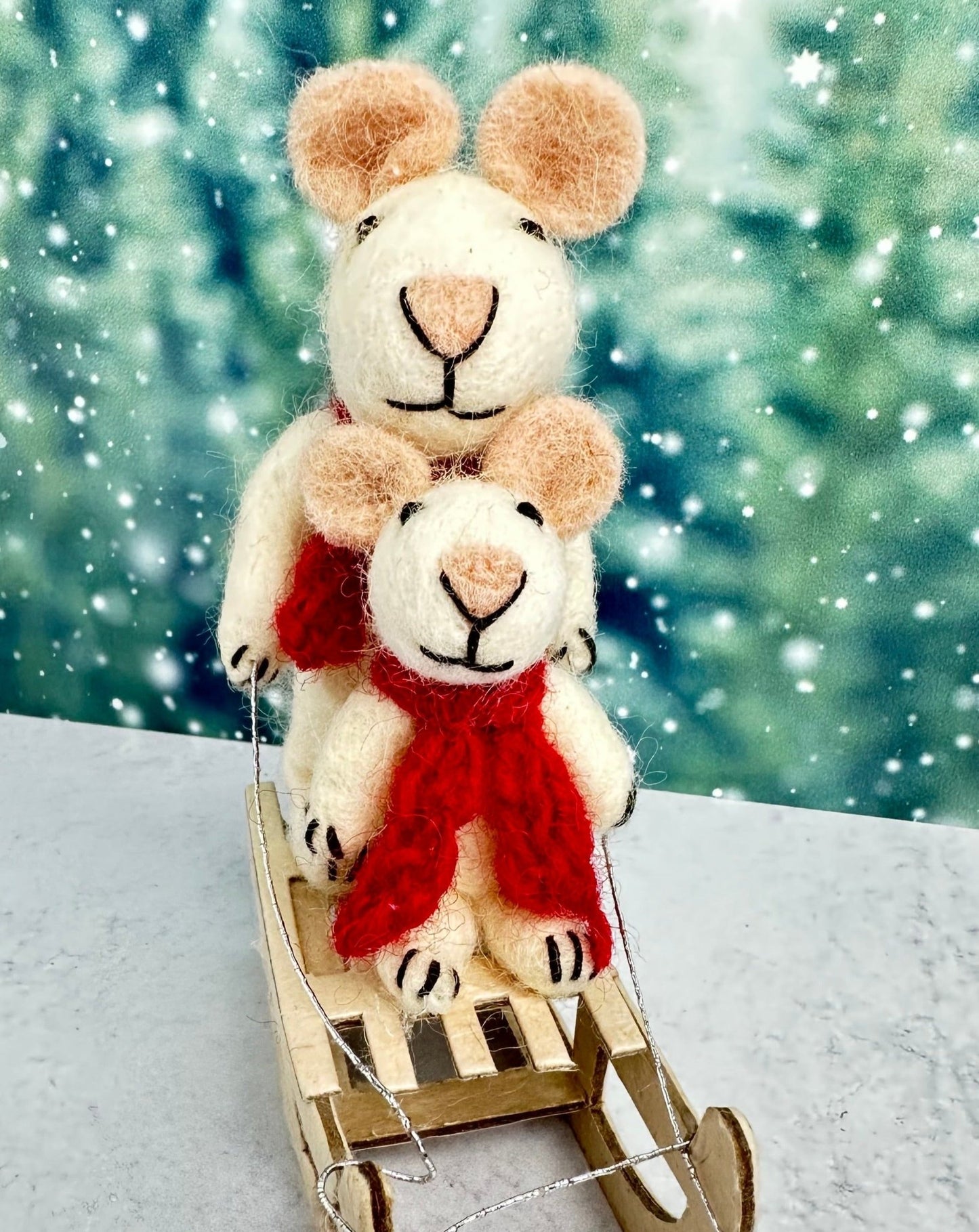 a sled made for two - holiday mice family christmas ornament