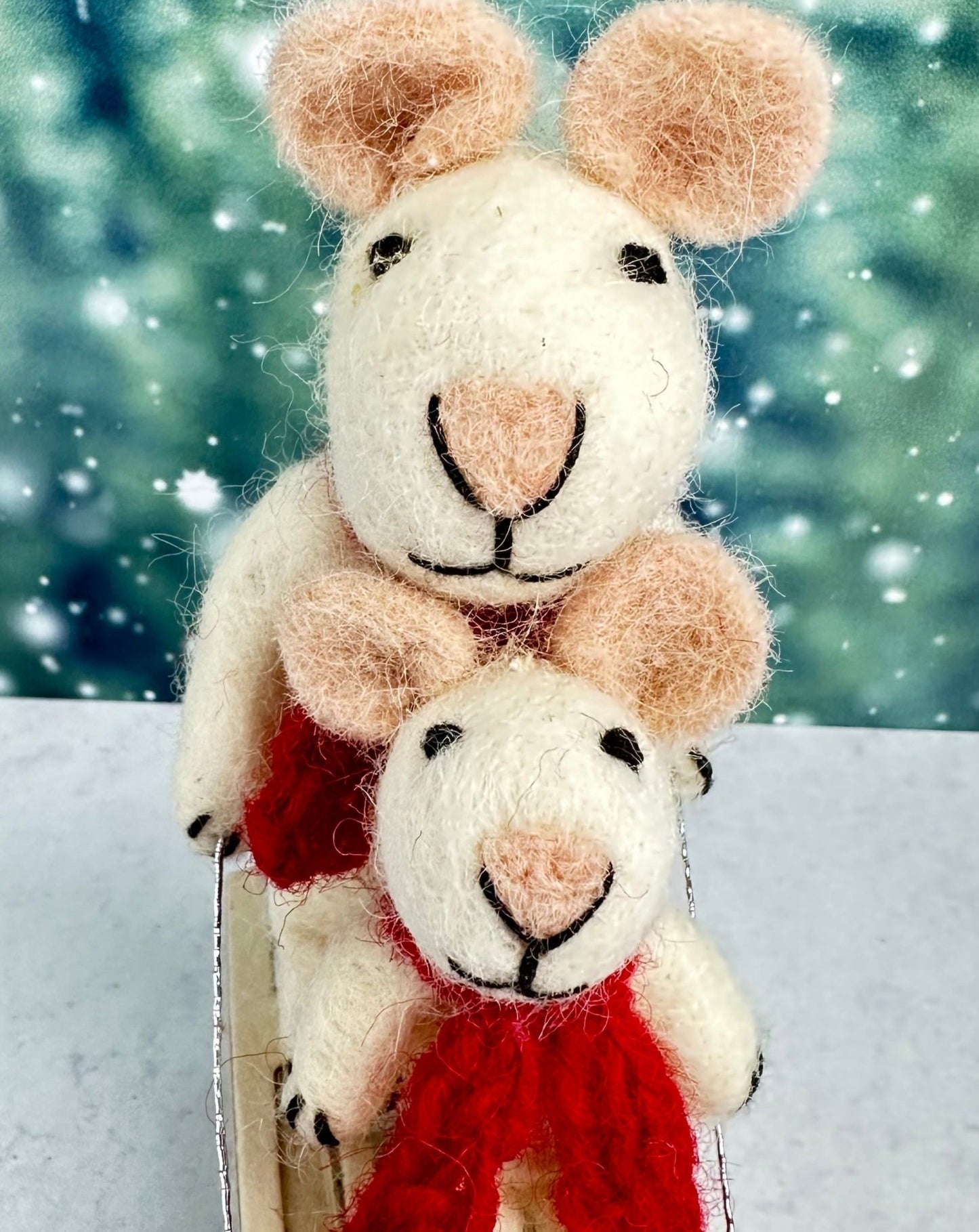 a sled made for two - holiday mice family christmas ornament