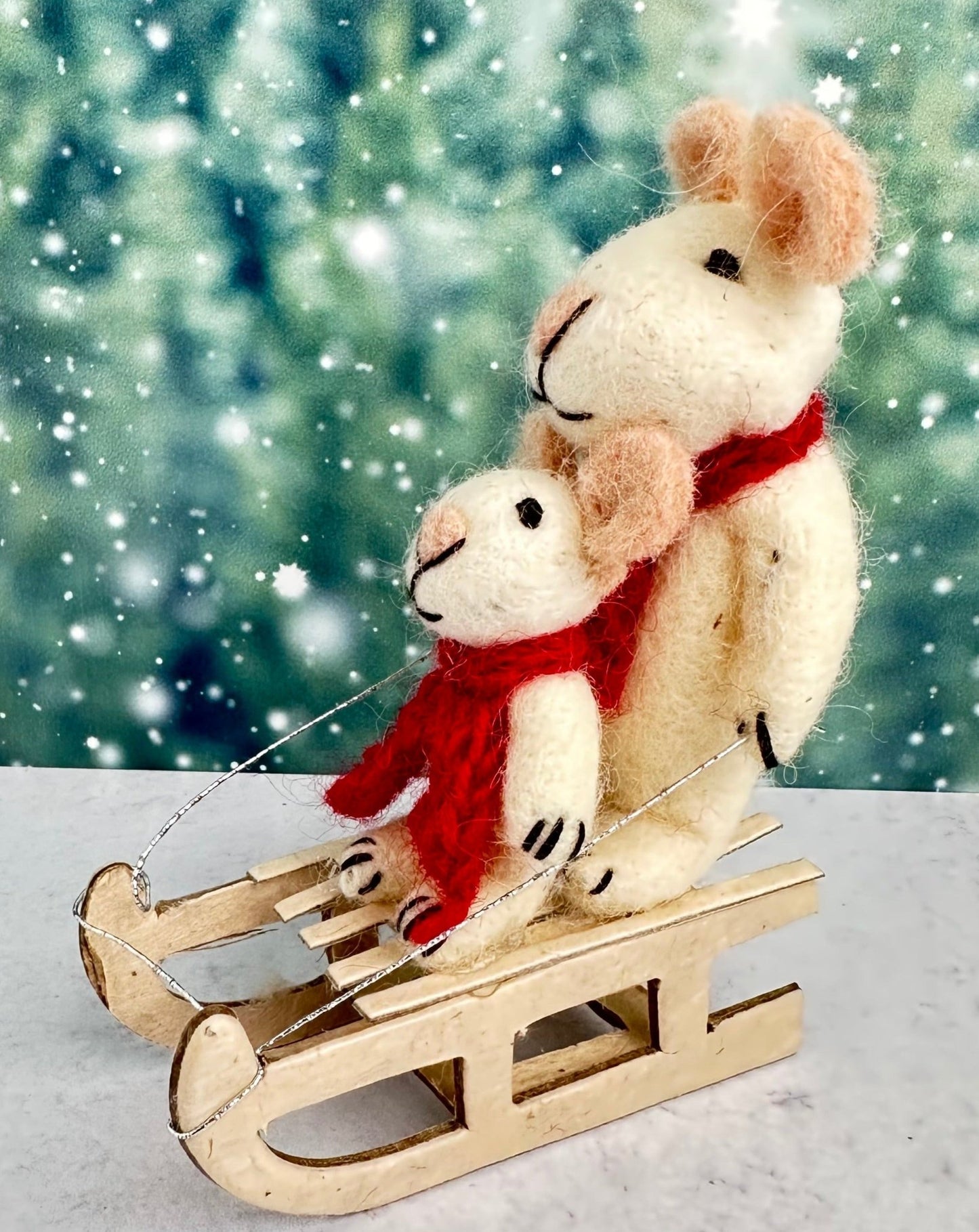a sled made for two - holiday mice family christmas ornament