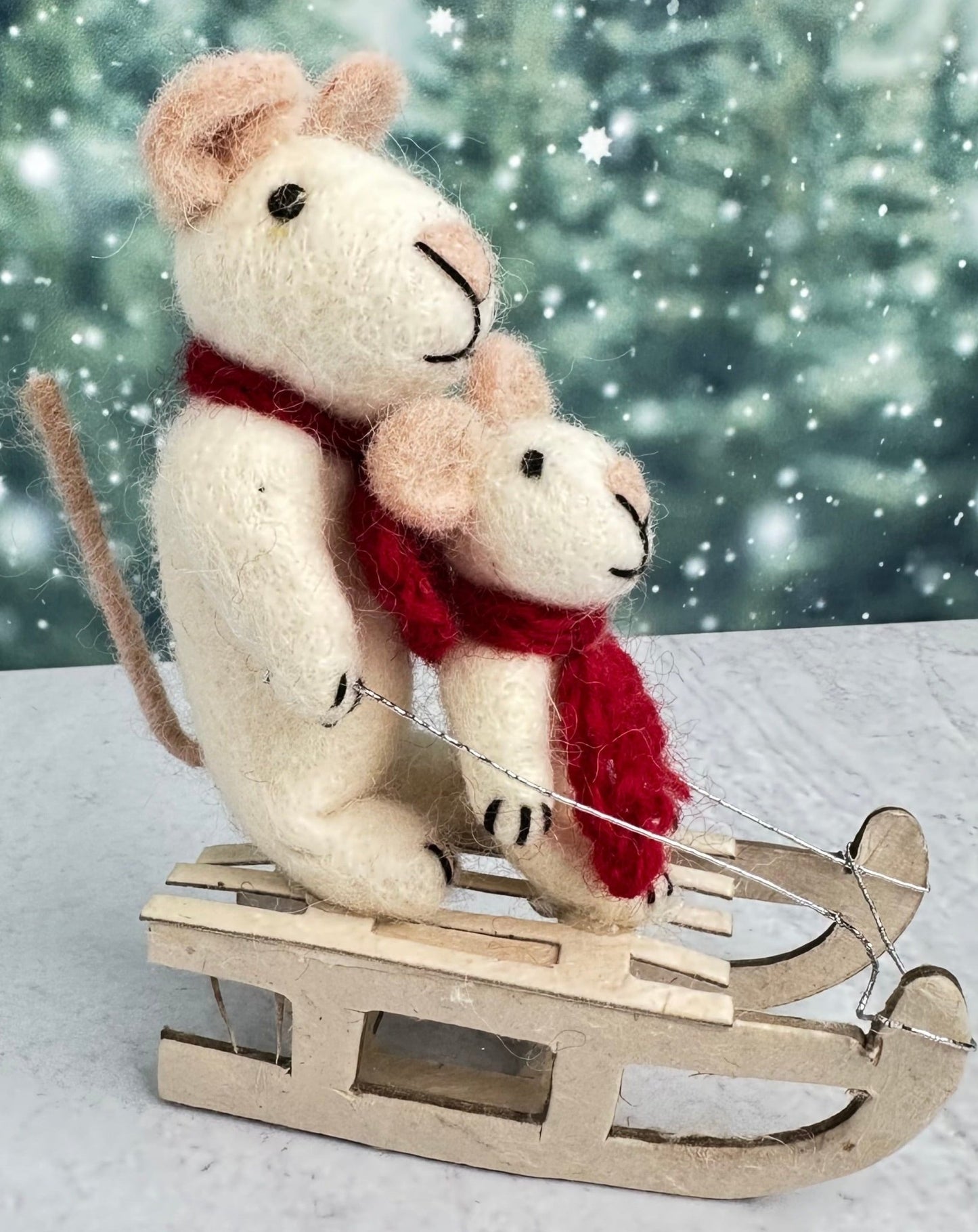 a sled made for two - holiday mice family christmas ornament