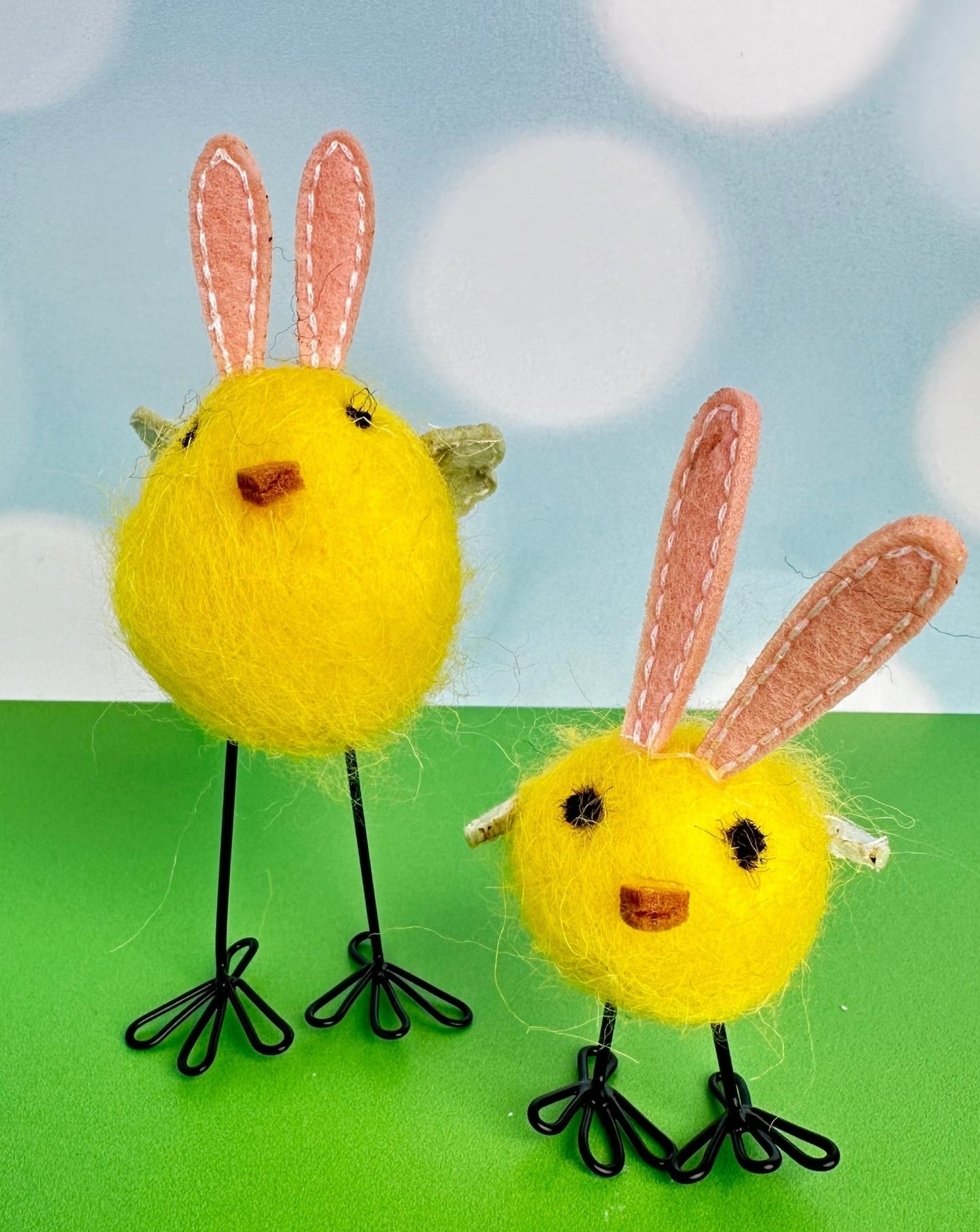 hippie chicks - set of 2 felt easter chicks perfect for any easter decor