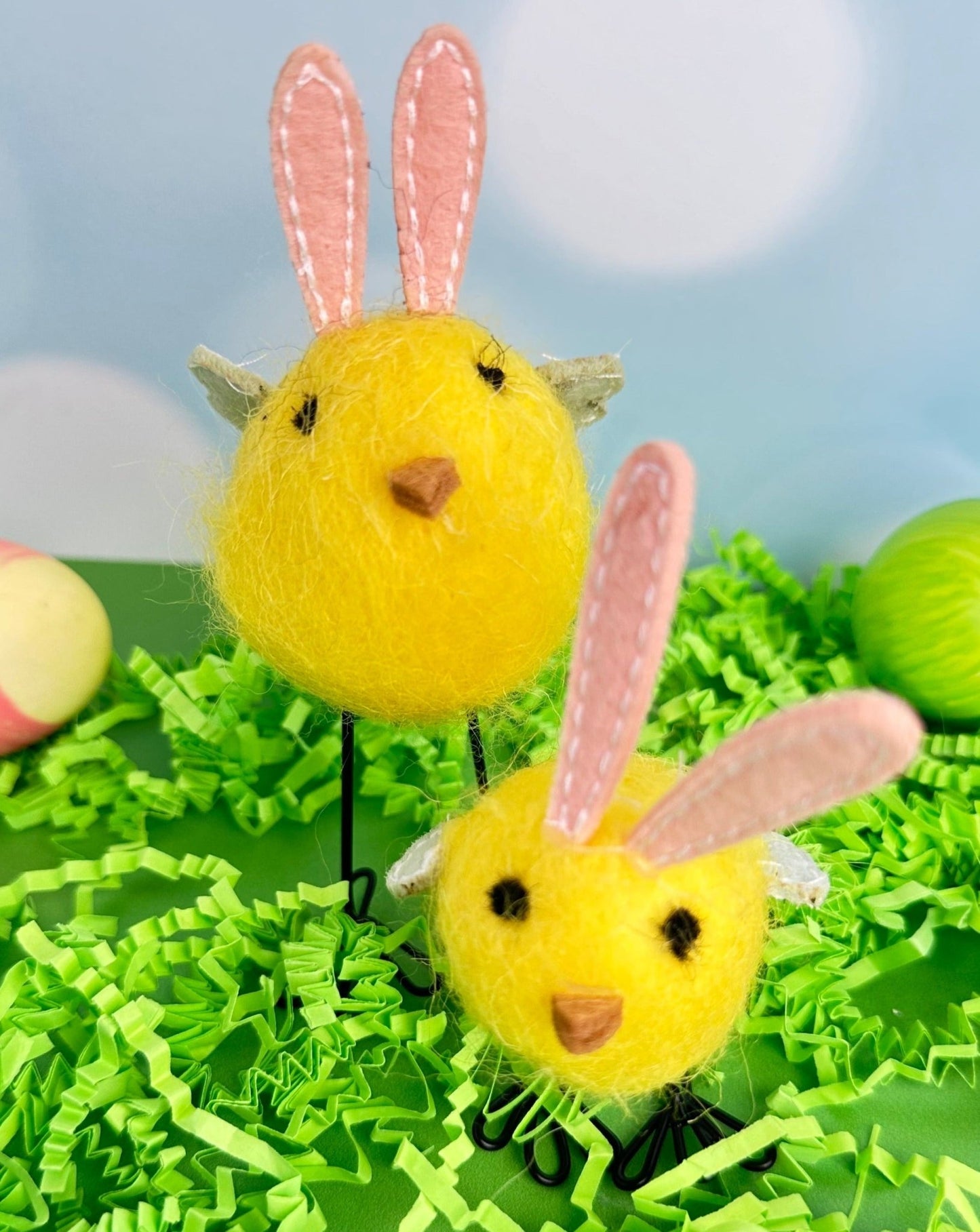 hippie chicks - set of 2 felt easter chicks perfect for any easter decor