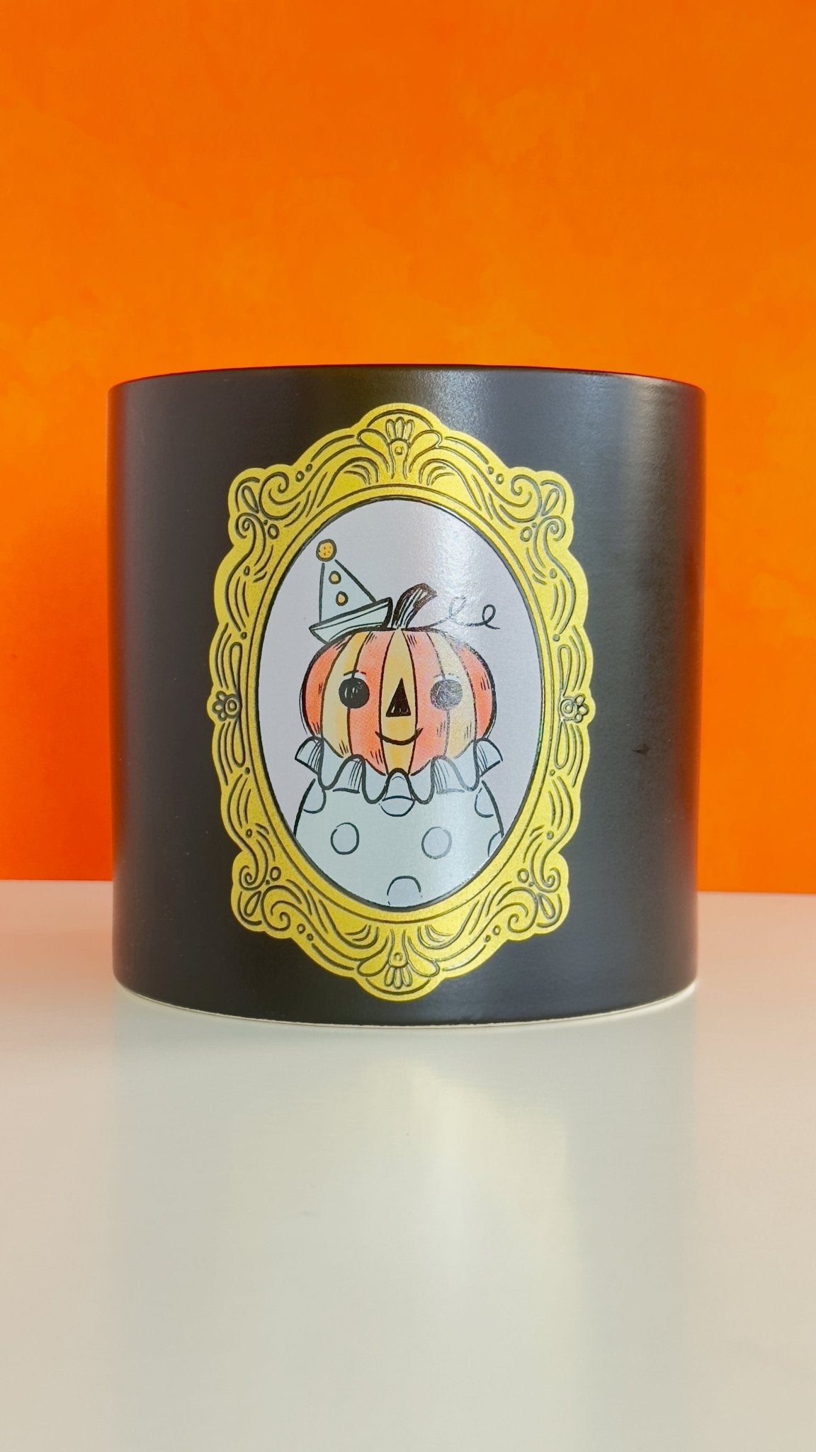 spooky glam portrait planter pot - clown pumpkin