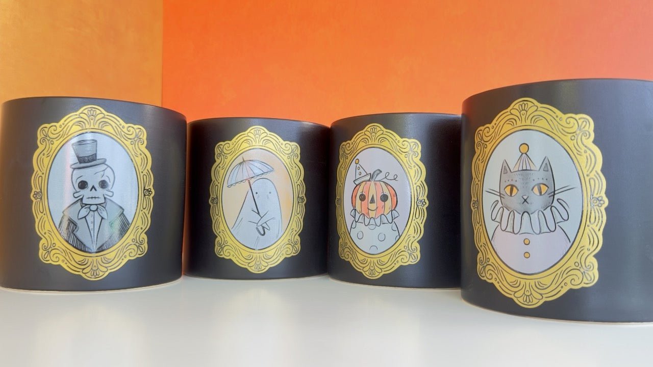 spooky glam portrait planter pot - clown pumpkin