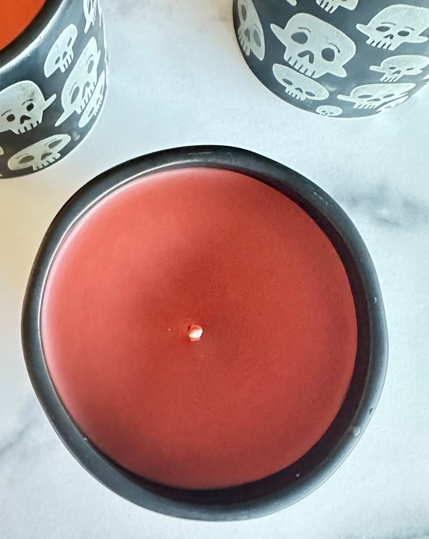 it smells like all the things you love about fall. especially starbucks pumpkin spice cold brew. fragrance notes include: pumpkin spice. fall leaves. the whisper in the fall wind. our limited edition ceramic skull candle is a very generous 3.5 x 3.5 inch candle pot with custom blended scent and color. quantities are extremely limited. so be sure to BOO now.