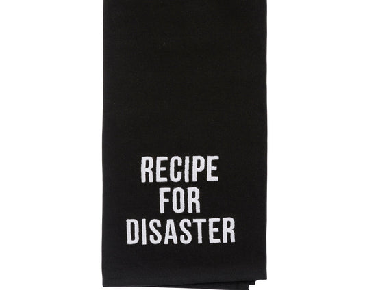 recipe for disaster - black kitchen towel