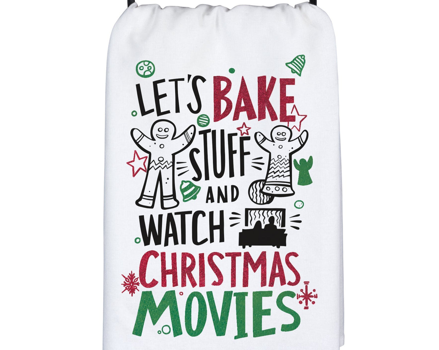 let's bake stuff and watch Christmas movies - oversized cotton kitchen towel