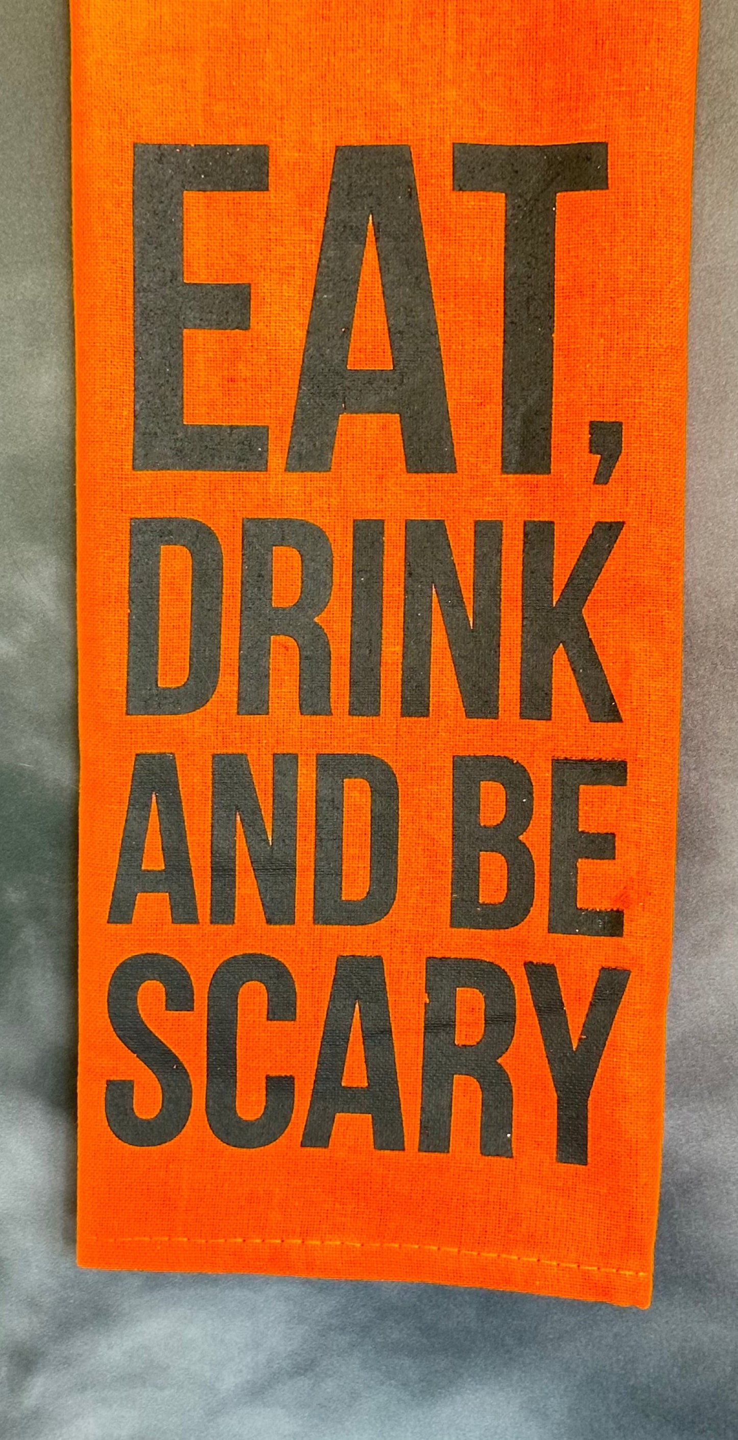 eat drink and be scary halloween cotton kitchen towel with free witch hat cookie cutter