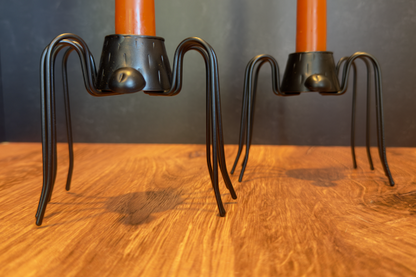 Daddy Long Legs - Spider Taper Candle Holders - Set of 2 - Metal, candles not included