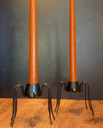 Daddy Long Legs - Spider Taper Candle Holders - Set of 2 - Metal, candles not included