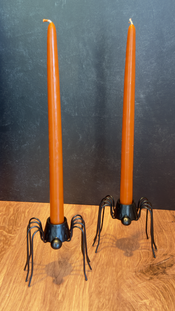 Daddy Long Legs - Spider Taper Candle Holders - Set of 2 - Metal, candles not included