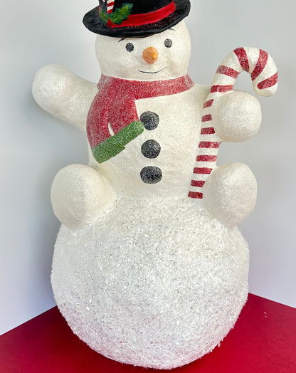 large jolly snowman on snowball - 21.5" tall