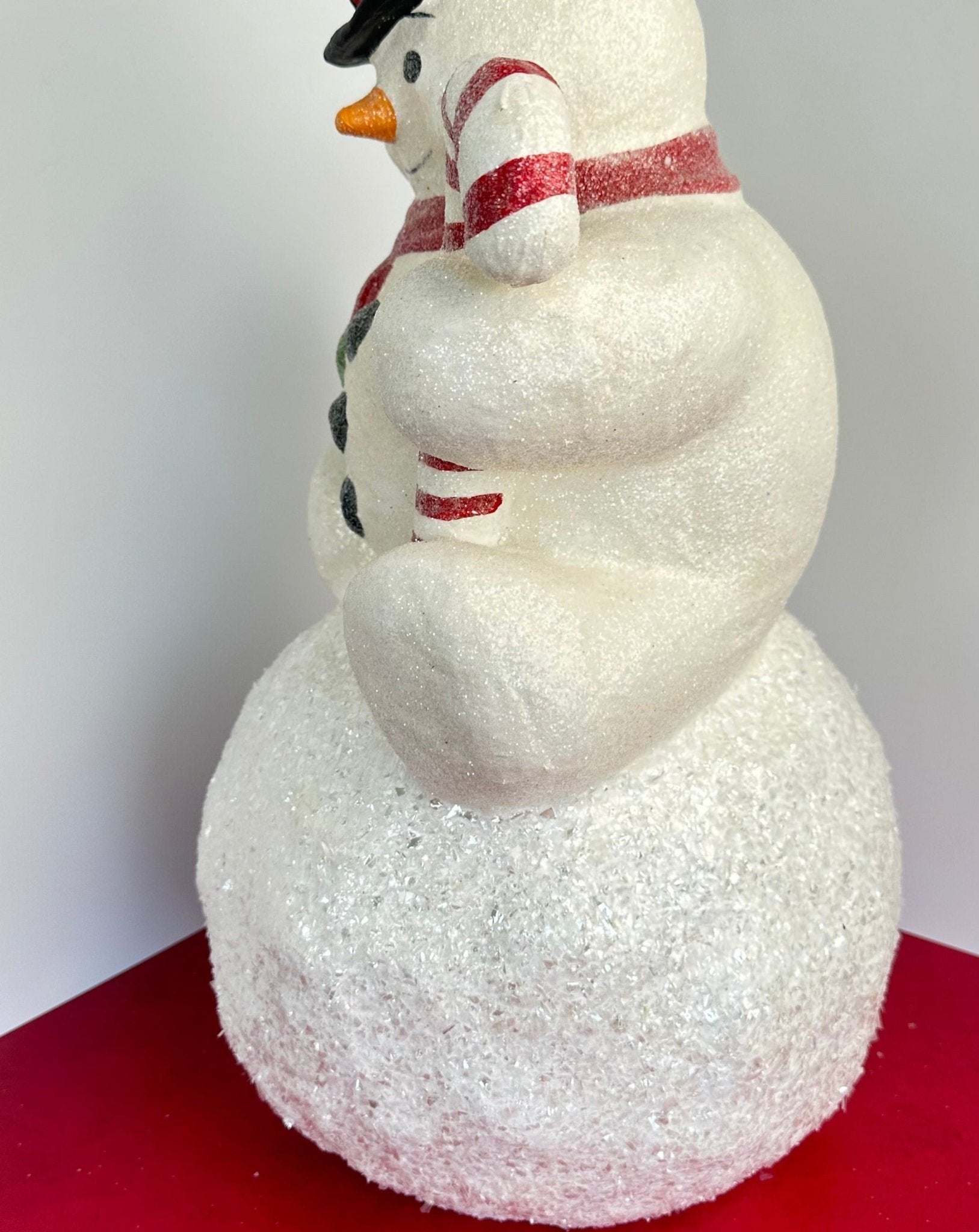 large jolly snowman on snowball - 21.5" tall