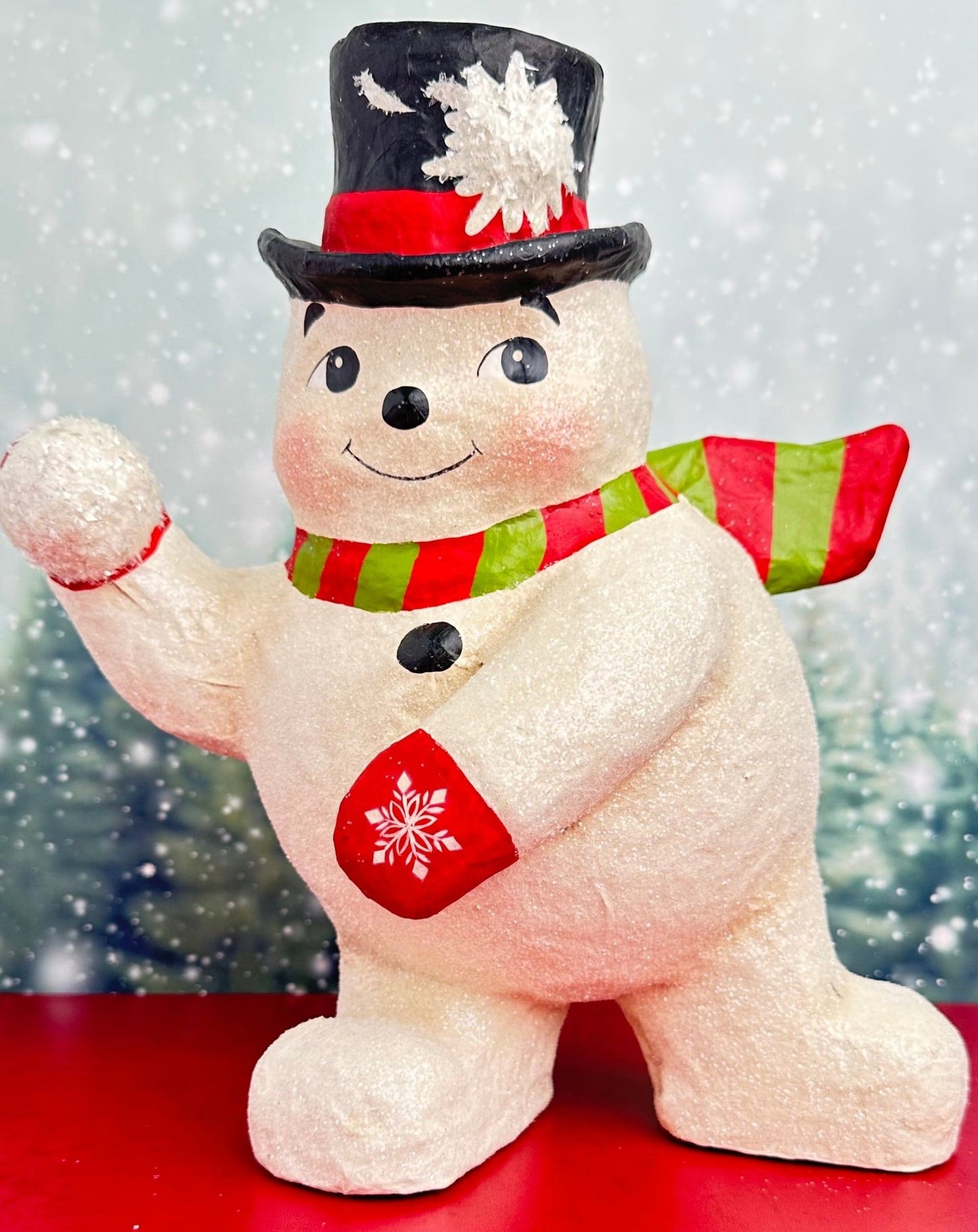 scotty the snowball fight snowman holiday decor figure- approx. 12" tall