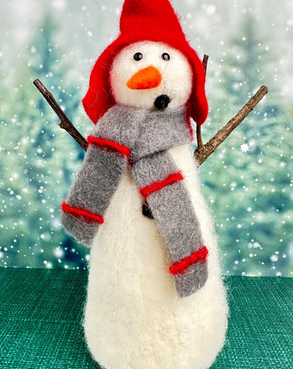 surprised felt snowman figure - christmas decor