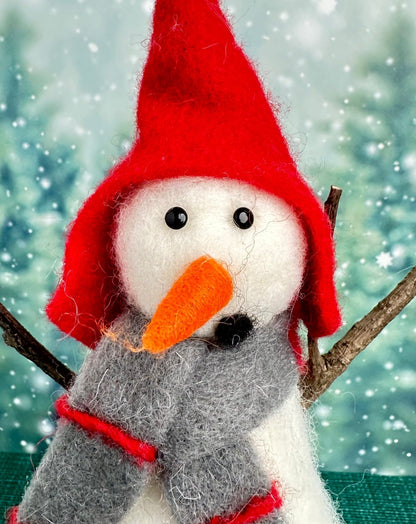 surprised felt snowman figure - christmas decor