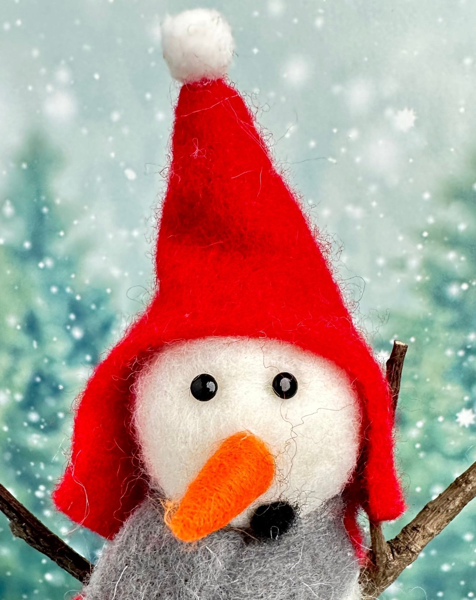 surprised felt snowman figure - christmas decor