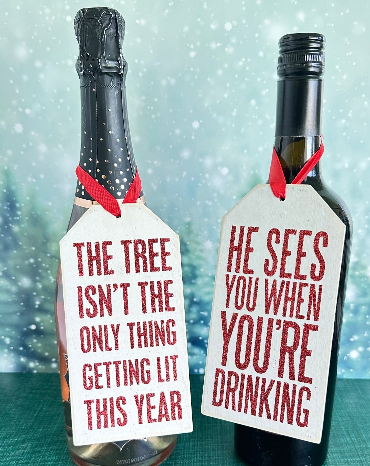 THE TREE ISN'T THE ONLY THING GETTING LIT - naughty christmas oversized gift tag ornament