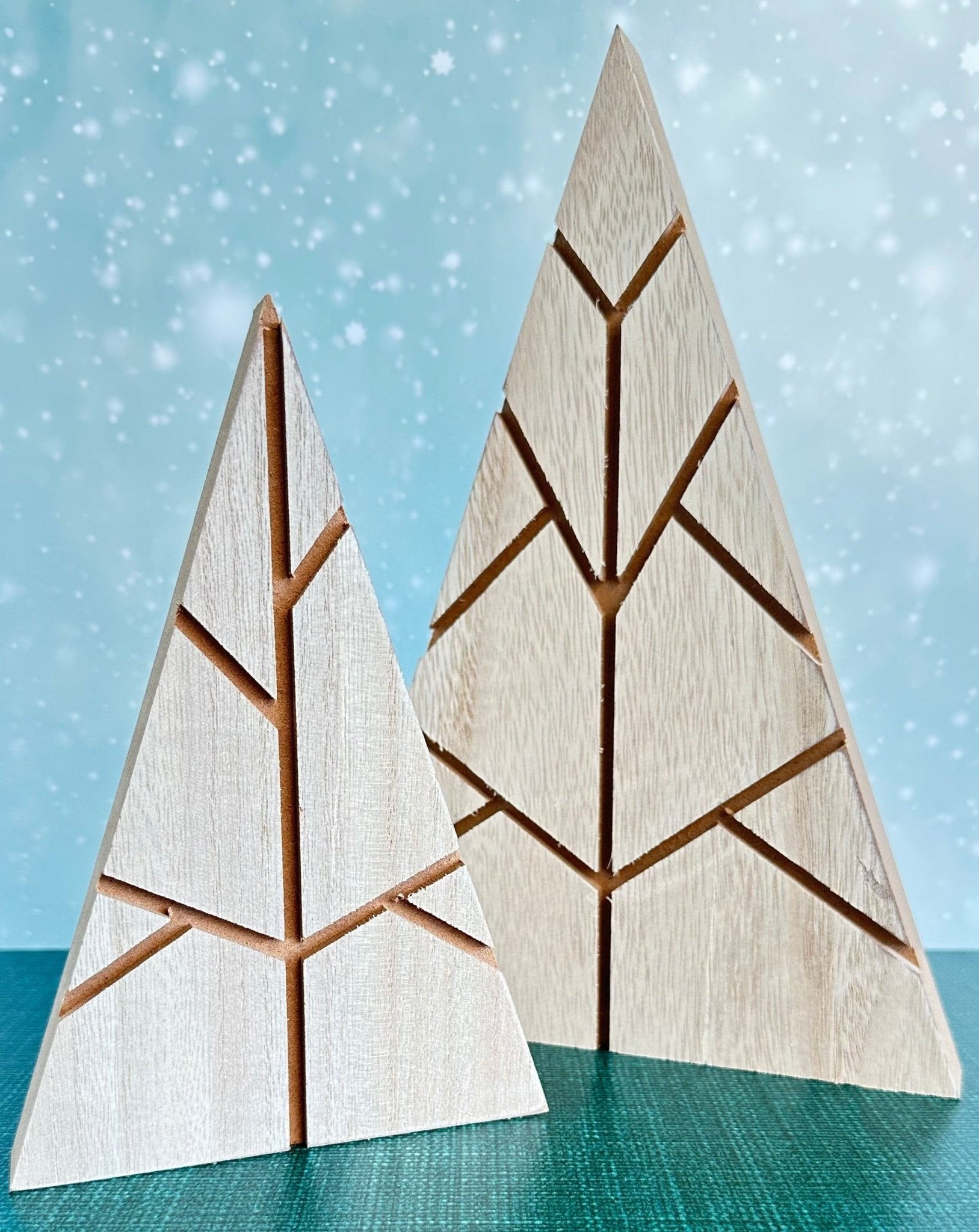 christmas wood cut out trees - set of 2 - holiday decor