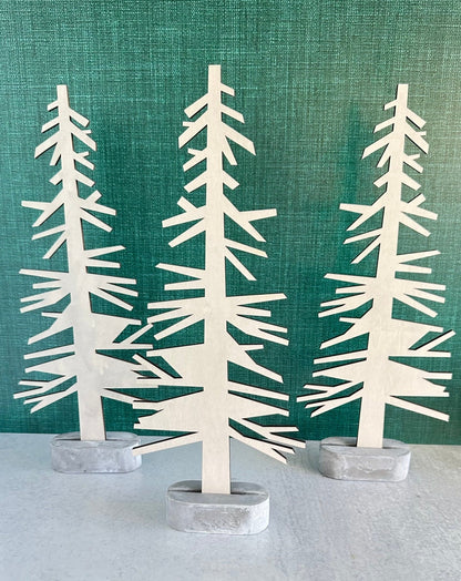 Whoville zig zag wooden tree christmas decor - set of 3