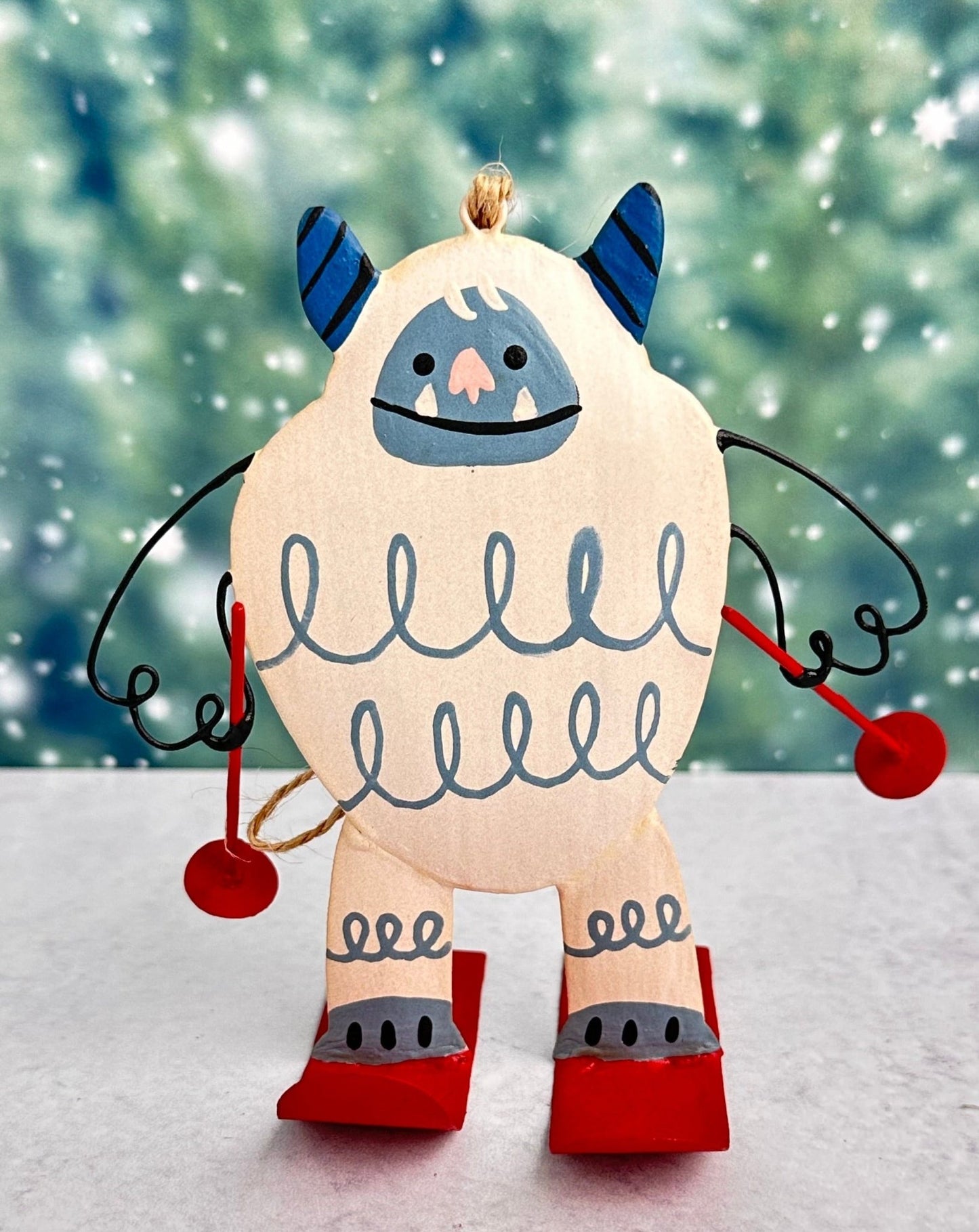 yeti ski bum christmas ornament