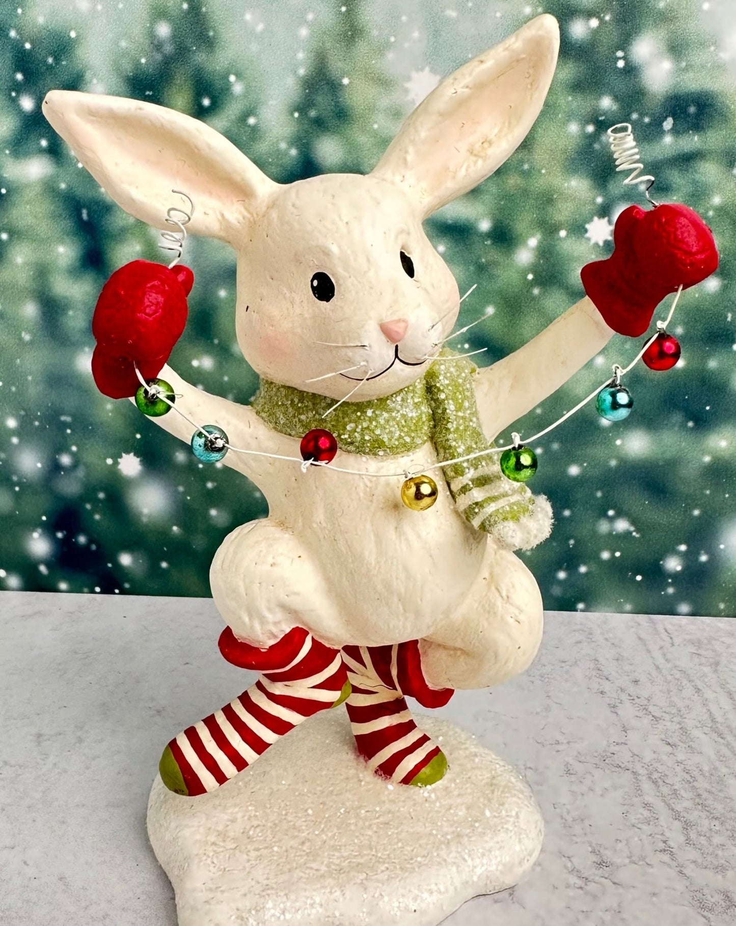 Hoppy the Holiday Hare Christmas figurine