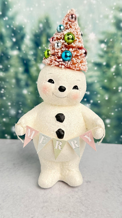 Pearl the pastel snow "woman" with the pink christmas tree