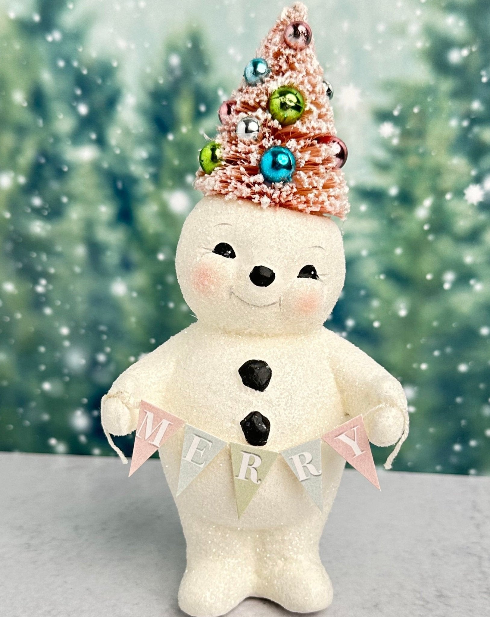 Pearl the pastel snow "woman" with the pink christmas tree