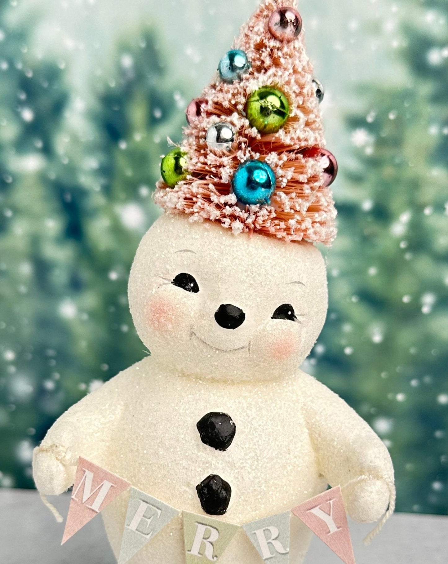 Pearl the pastel snow "woman" with the pink christmas tree