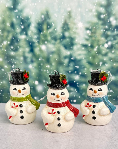 snowman trio ornaments Christmas decor - set of 3