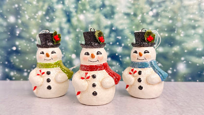 snowman trio ornaments Christmas decor - set of 3