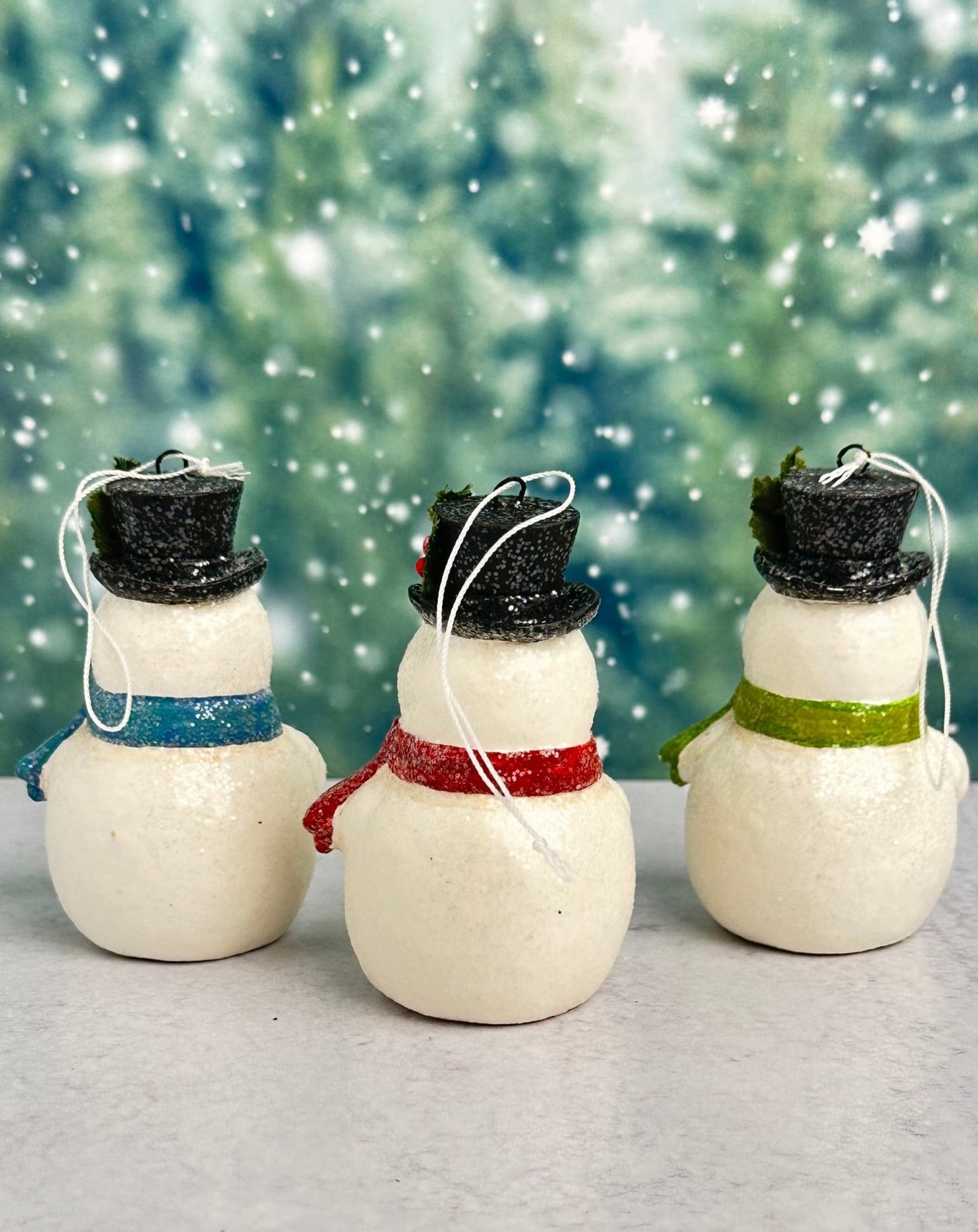 snowman trio ornaments Christmas decor - set of 3