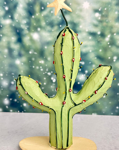 holly jolly cactus Christmas tree - desert holiday ornament