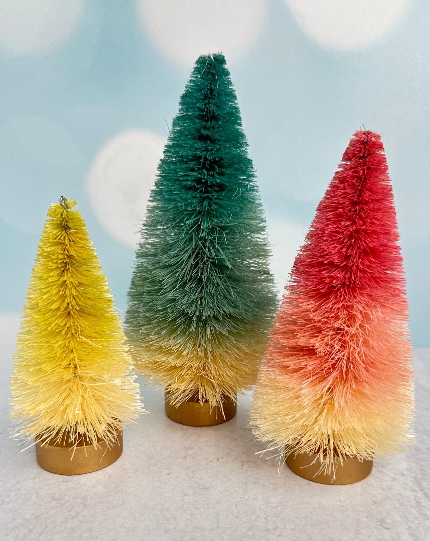 set of 3 - ombre Christmas bottle brush trees