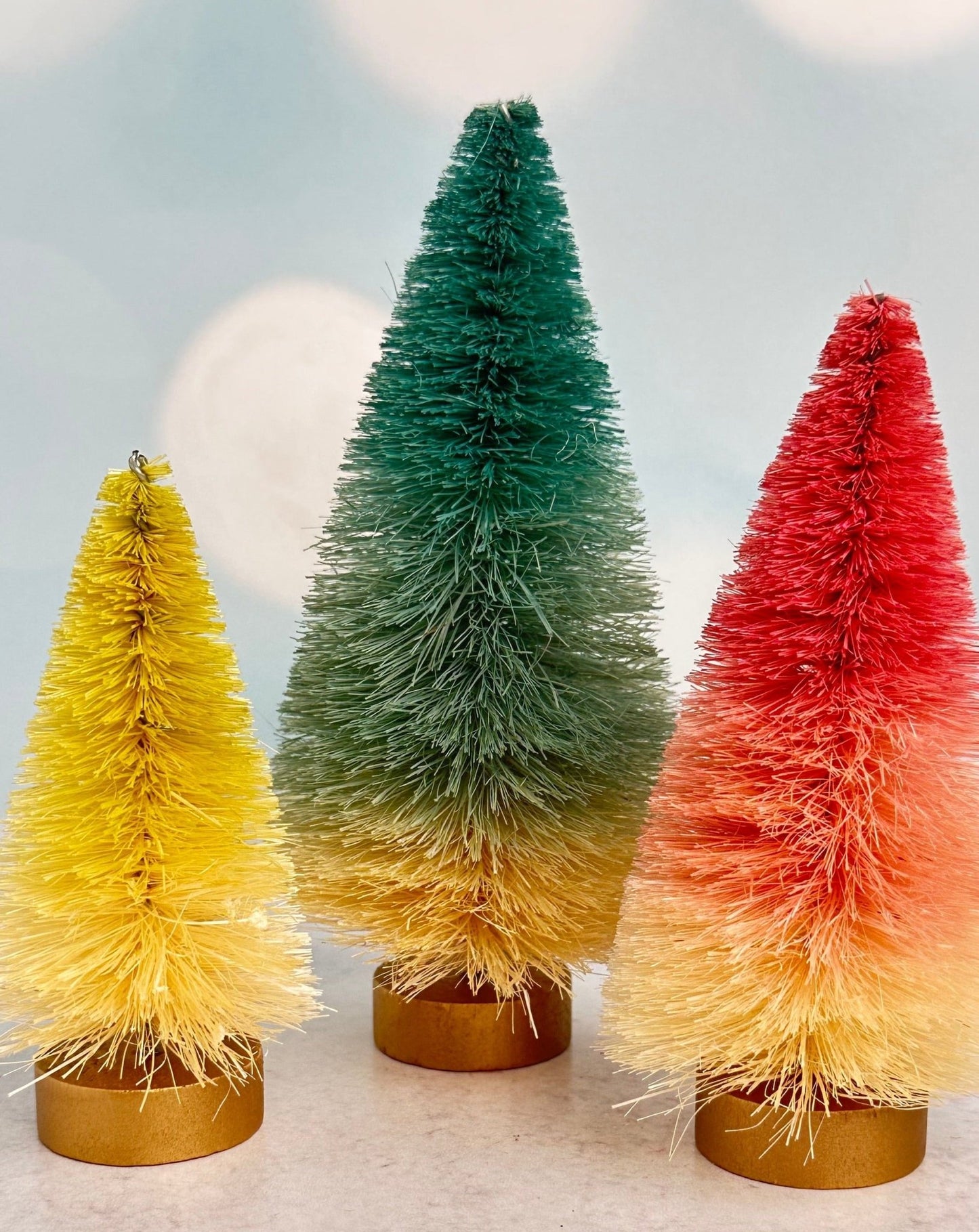 set of 3 - ombre Christmas bottle brush trees