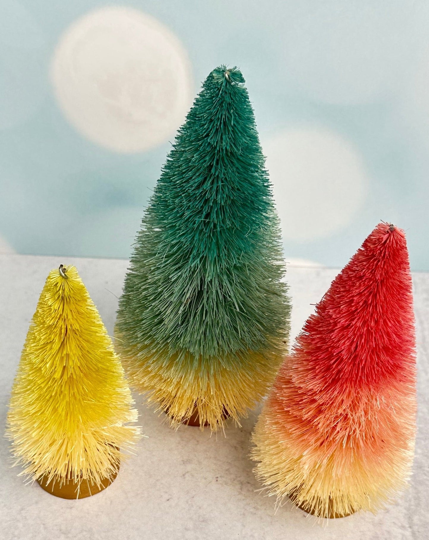 set of 3 - ombre Christmas bottle brush trees