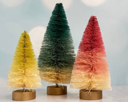 set of 3 - ombre Christmas bottle brush trees