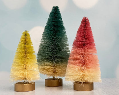 set of 3 - ombre Christmas bottle brush trees