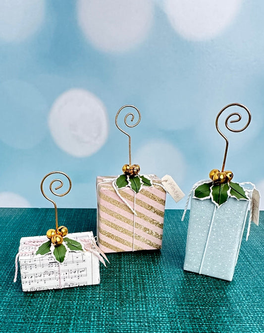 pastel gift box place card holders - set of 3