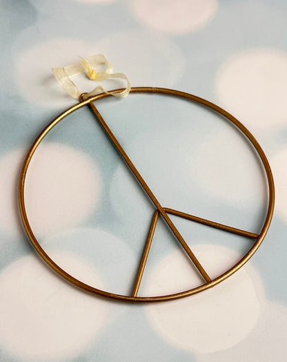 golden peace symbol oversized christmas ornament