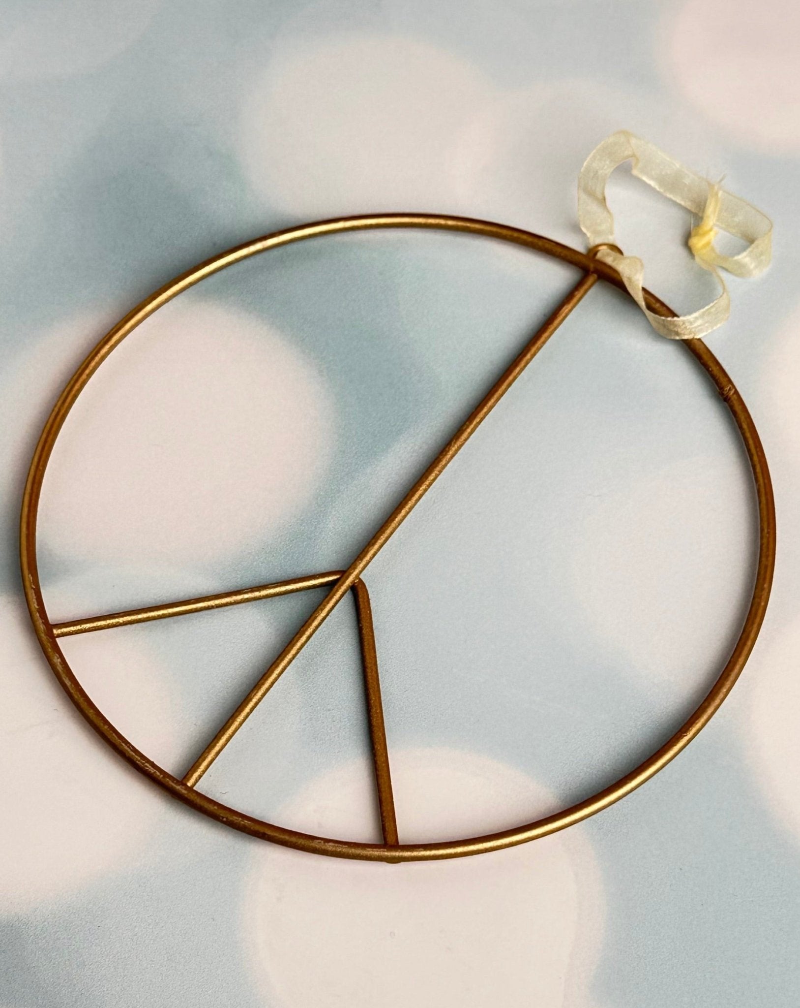 golden peace symbol oversized christmas ornament