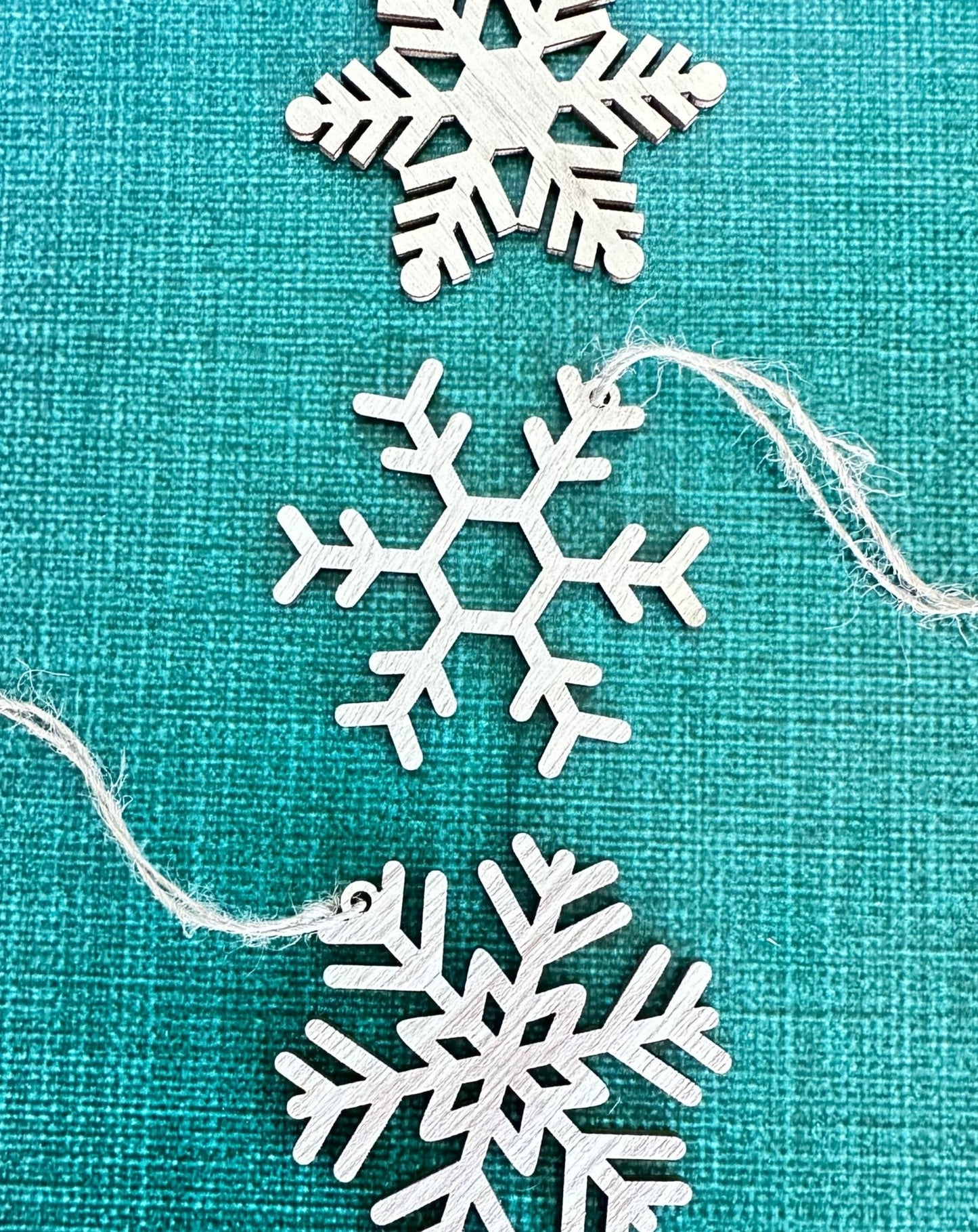 set of 12 wooden snowflake christmas ornaments