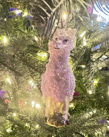 Dolly the llama glass beaded ornament