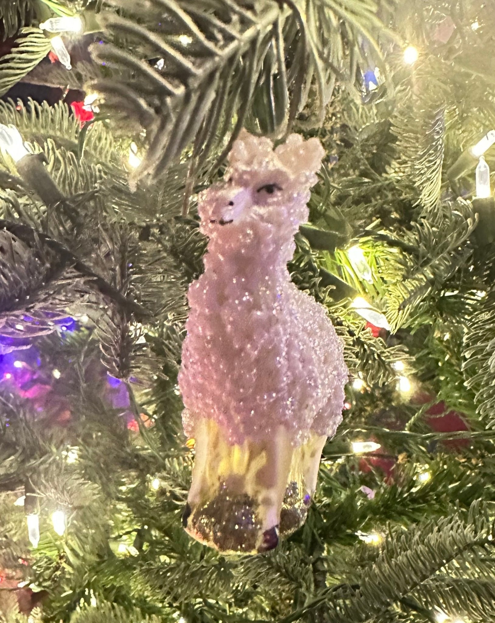 Dolly the llama glass beaded ornament