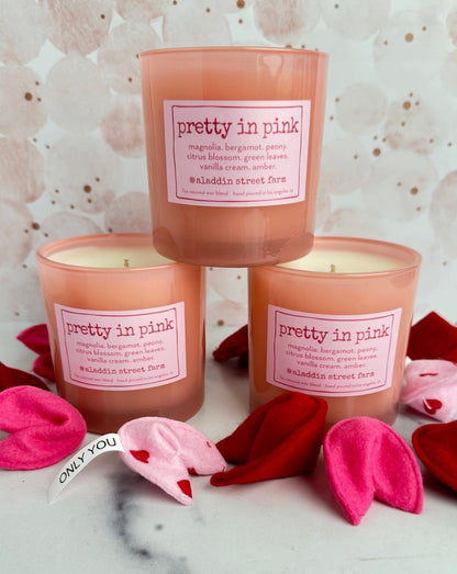 pretty in pink exclusive candle valentines day magnolia bergamot peony citrus blossom vanilla cream amber 7 oz coconut wax candle