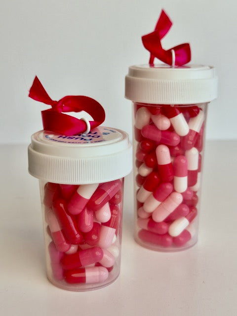Prescription For Love - set of 2 Valentine's Day Pill Bottle Ornaments