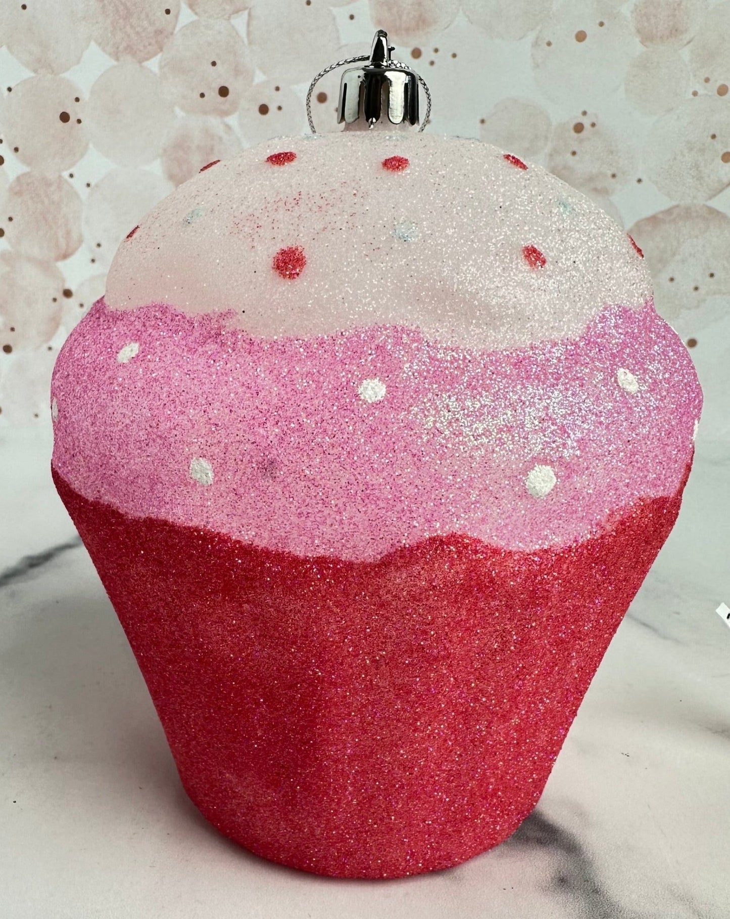 giant pink glitter cupcake ornament valentines day ornament 