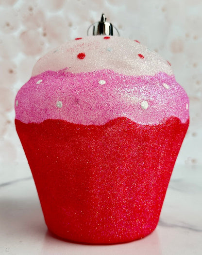 giant pink glitter cupcake ornament valentines day ornament 