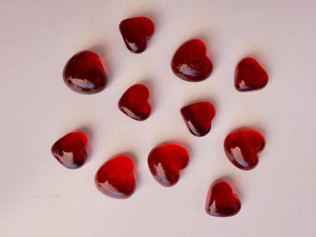 Valentines Day Glass Hearts - Set of 10