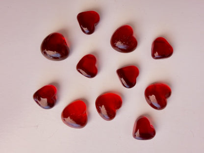 Valentines Day Glass Hearts - Set of 10
